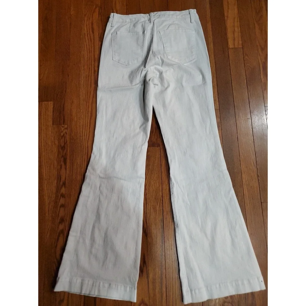 Nine West Chatham Sq High Rise Flare White Jeans Womens 6 Stretch Denim‎ Pants